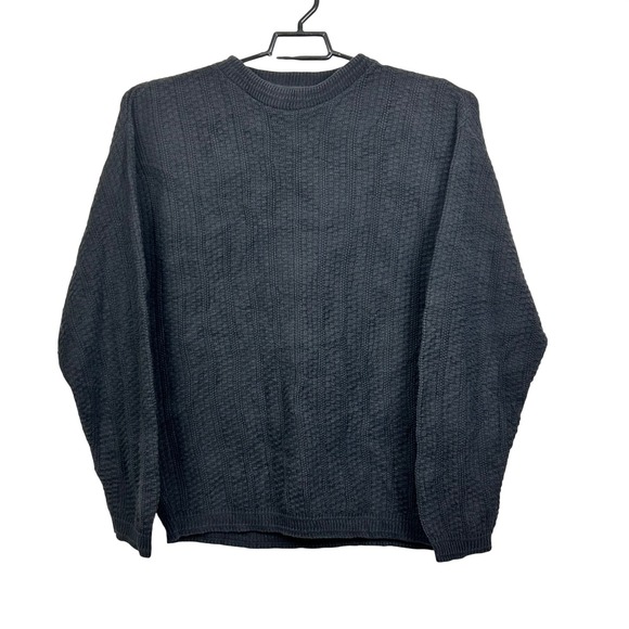 bill blass Other - Bill Blass Sweater Mens Small Black Vintage Textured Knit Crewneck 100% Cotton